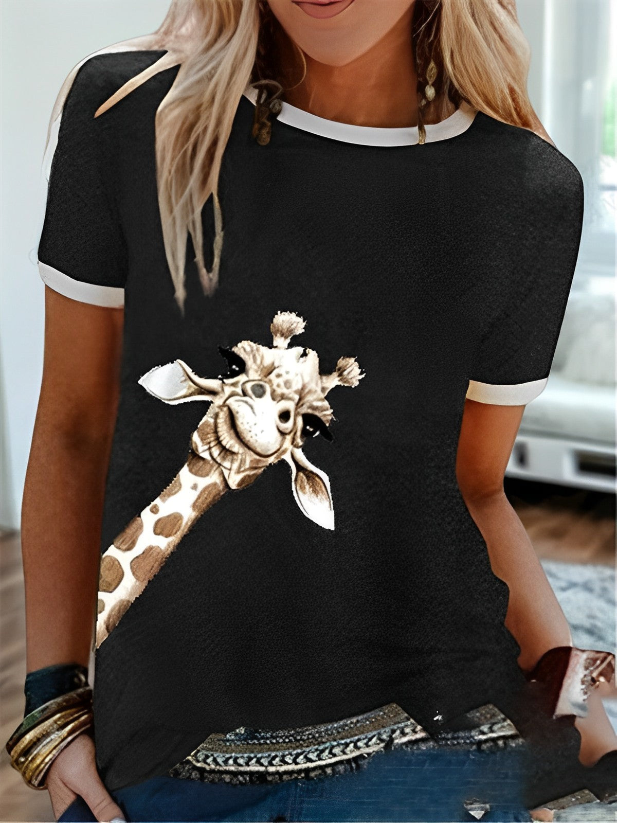 T-shirts med girafprint til kvinder