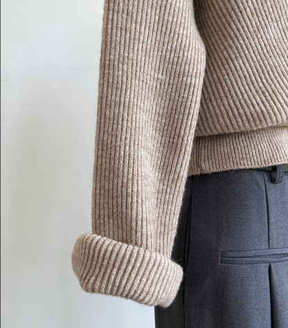 Cropped vintage crossover sweater med V-hals