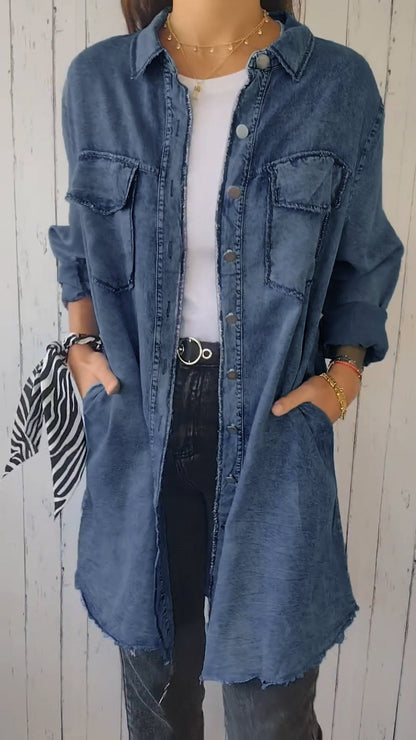 Elssia | Comfy Denim shirt met lange jas