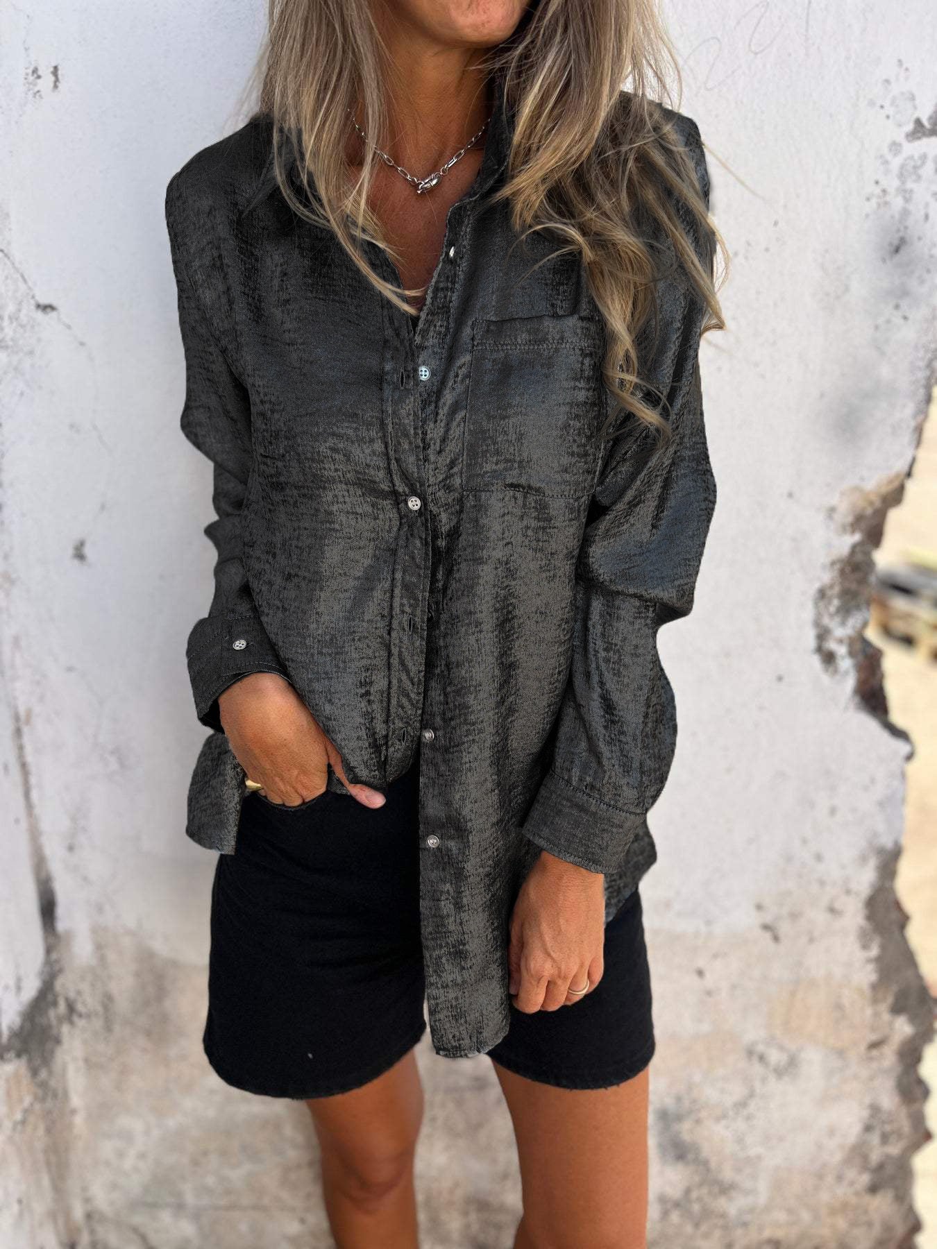 Maika™ | Metallisk Bluse