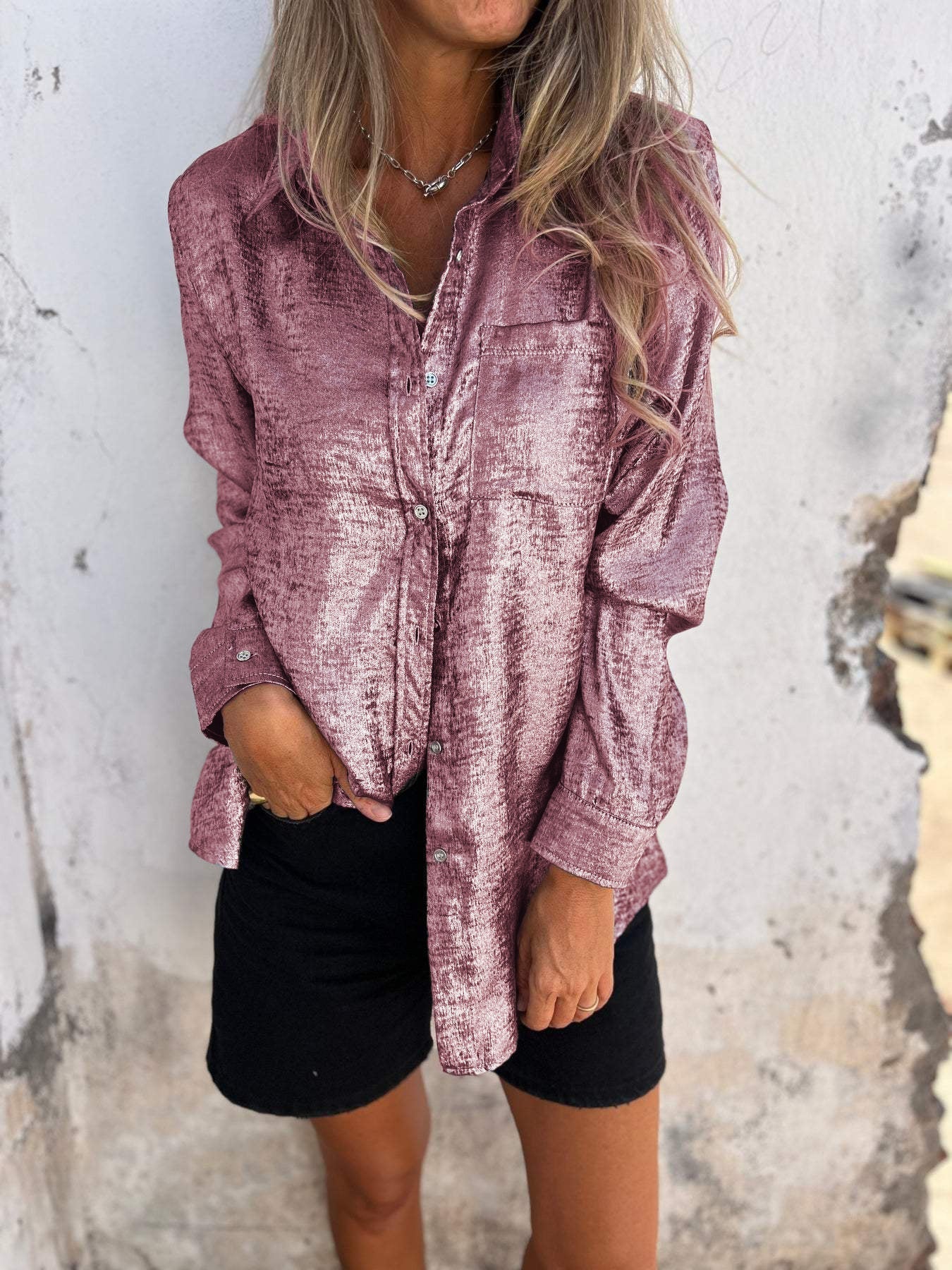 Emily™ | Metallisk Bluse