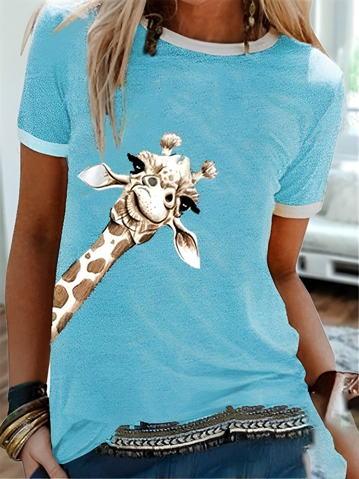 T-shirts med girafprint til kvinder