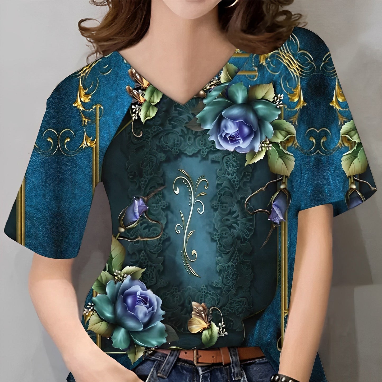 T-shirts med blomsterprint til kvinder