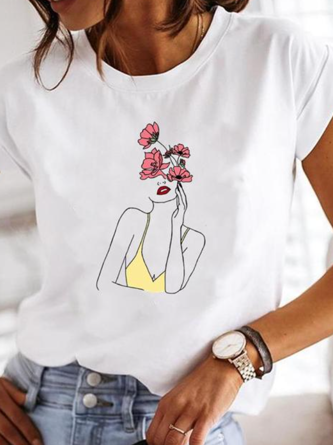 ROSALINDA - Super stilfuld T-shirt med ekstravagant sommerdesign