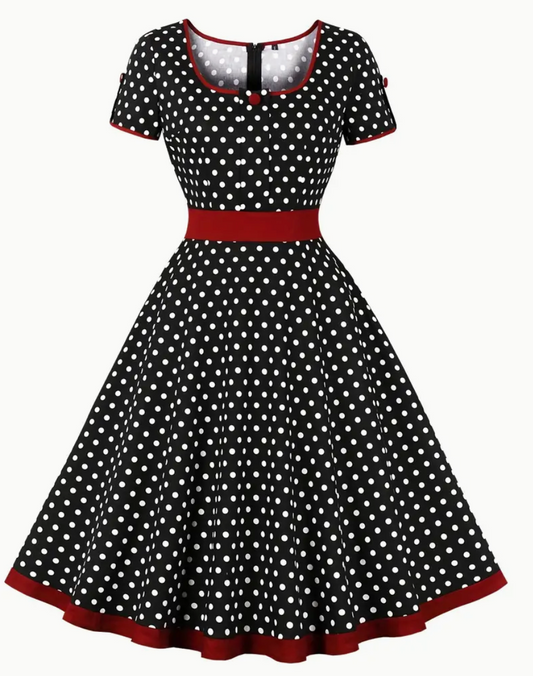 Retro chic  - smuk vintage polka kjole til forår/sommer