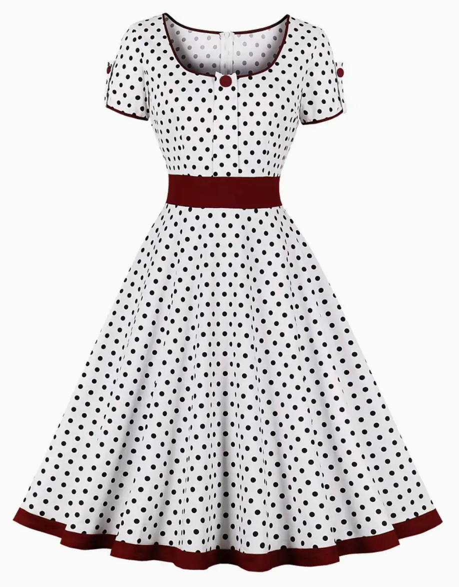 Retro chic  - smuk vintage polka kjole til forår/sommer