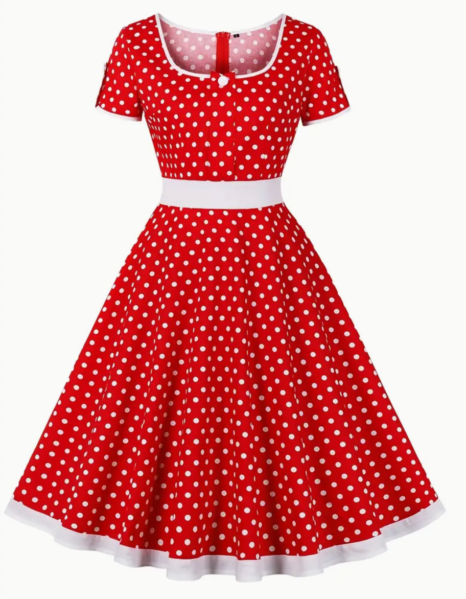 Retro chic  - smuk vintage polka kjole til forår/sommer