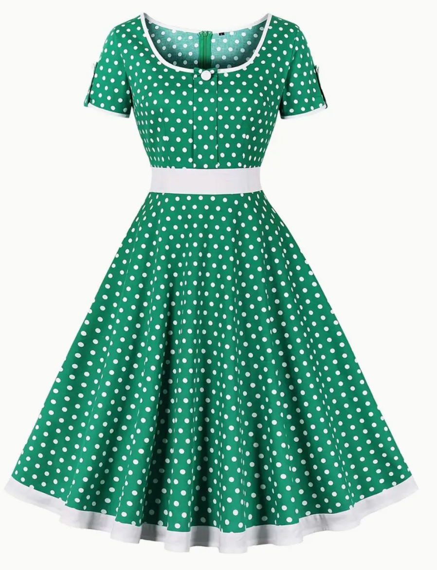 Retro chic  - smuk vintage polka kjole til forår/sommer