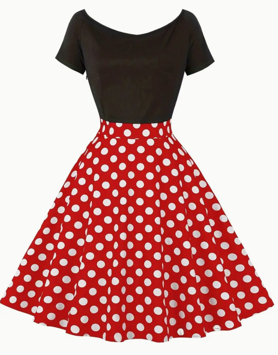 Retro chic  - smuk vintage polka kjole til forår/sommer