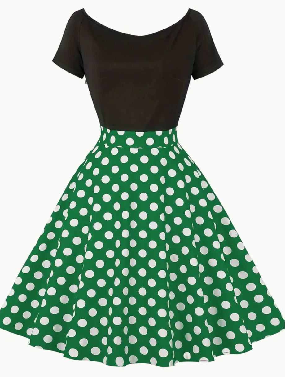 Retro chic  - smuk vintage polka kjole til forår/sommer