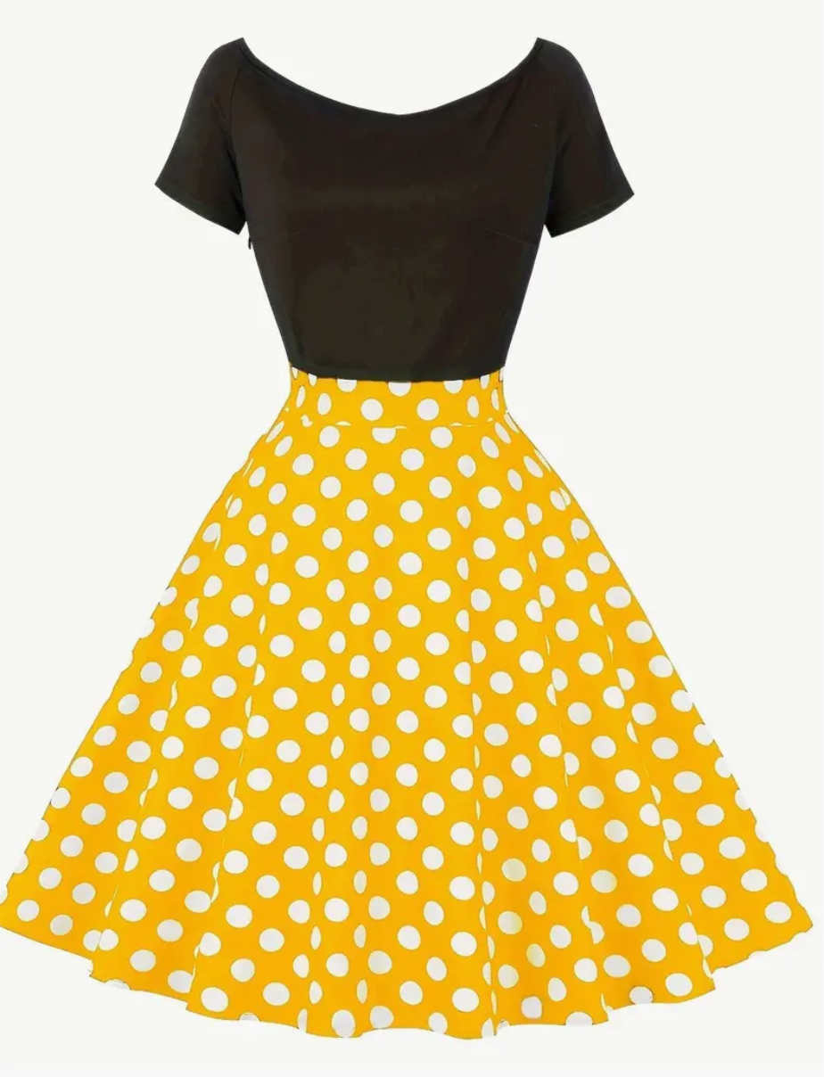 Retro chic  - smuk vintage polka kjole til forår/sommer