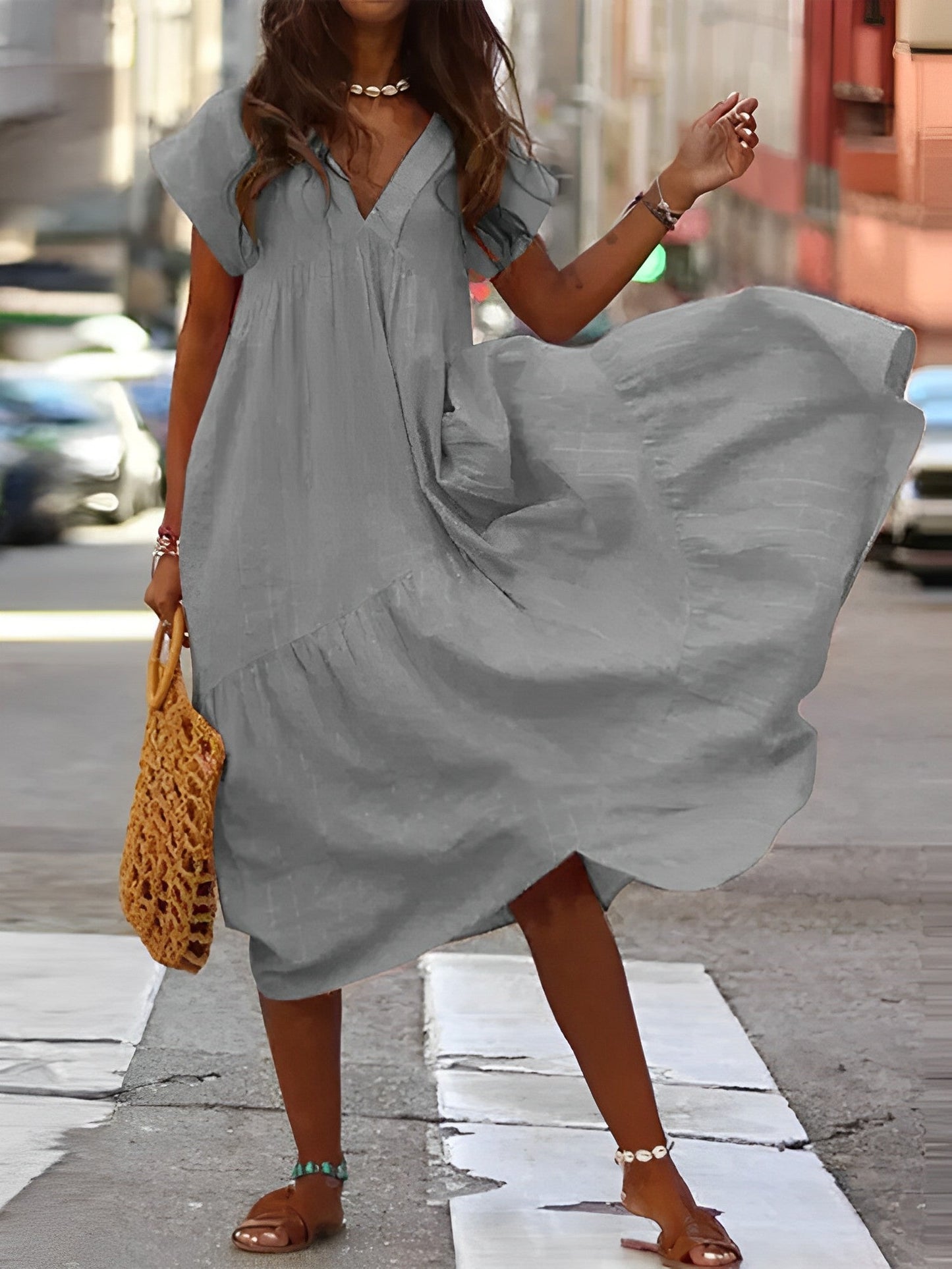 Bohemian summer midi dress for women