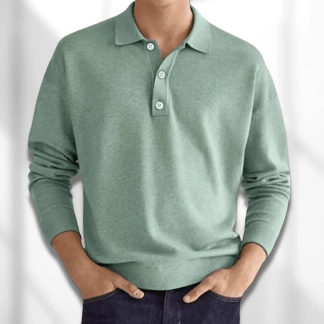 Langærmet polo sweater