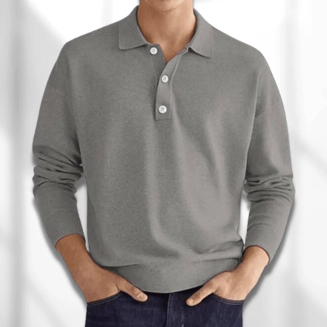 Langærmet polo sweater