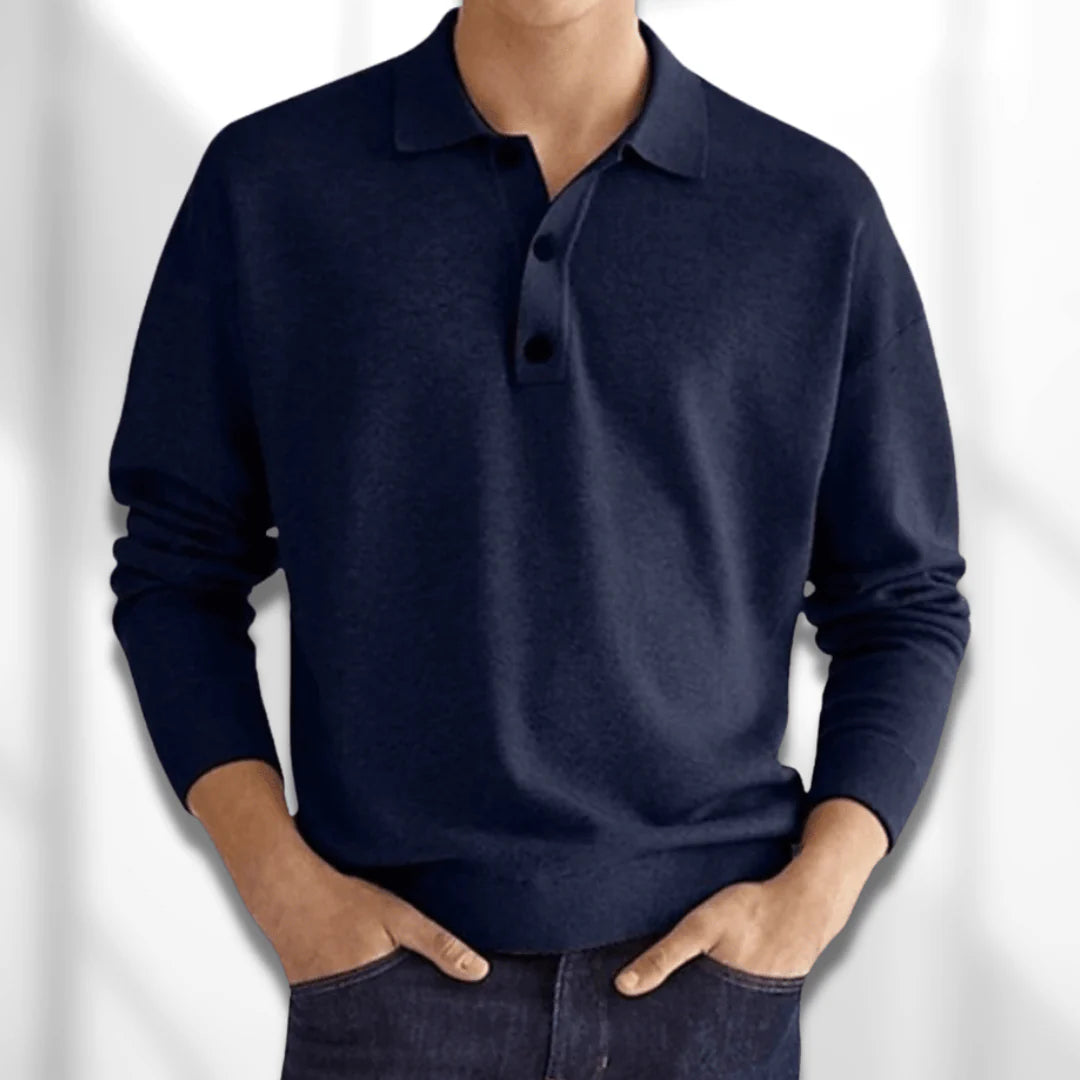 Langærmet polo sweater