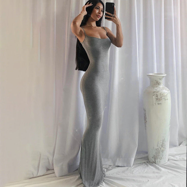 Fashion Sexy Elegant Kjole Rygløs Aften Maxi Dress  Lange