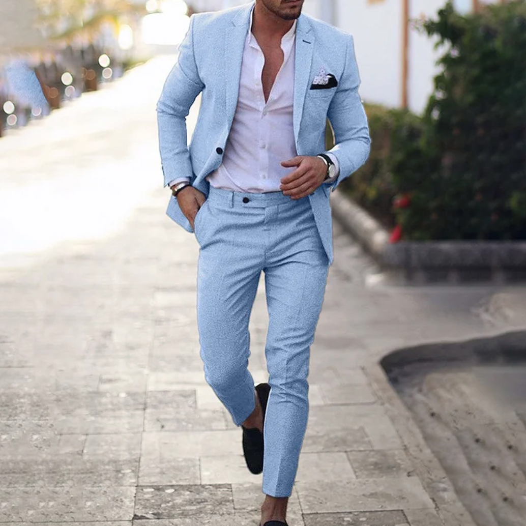 Business Outfit für Herren mit Blazer blau und Hose