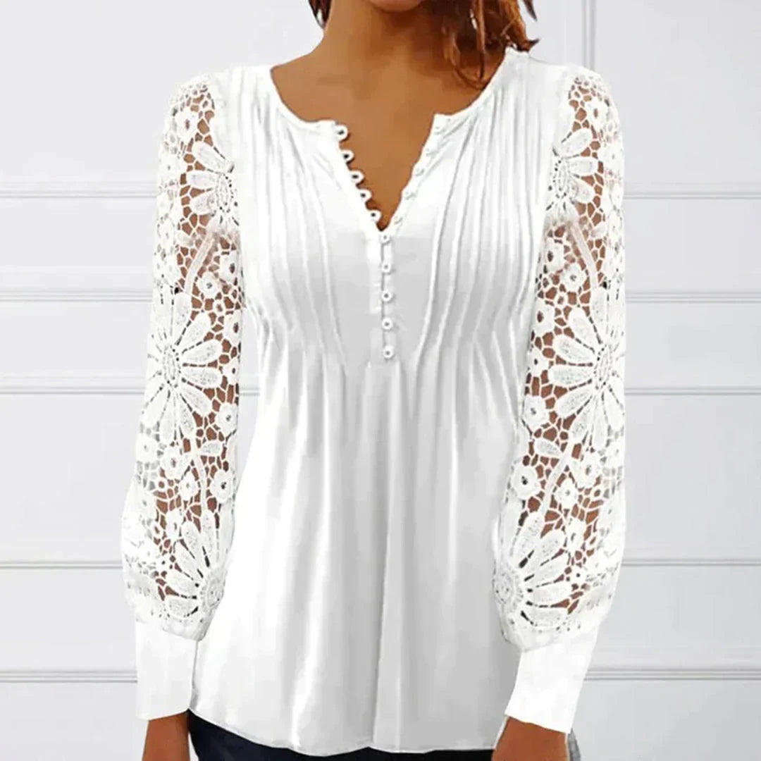 Elegant skulderbluse med blonder - Chelsea