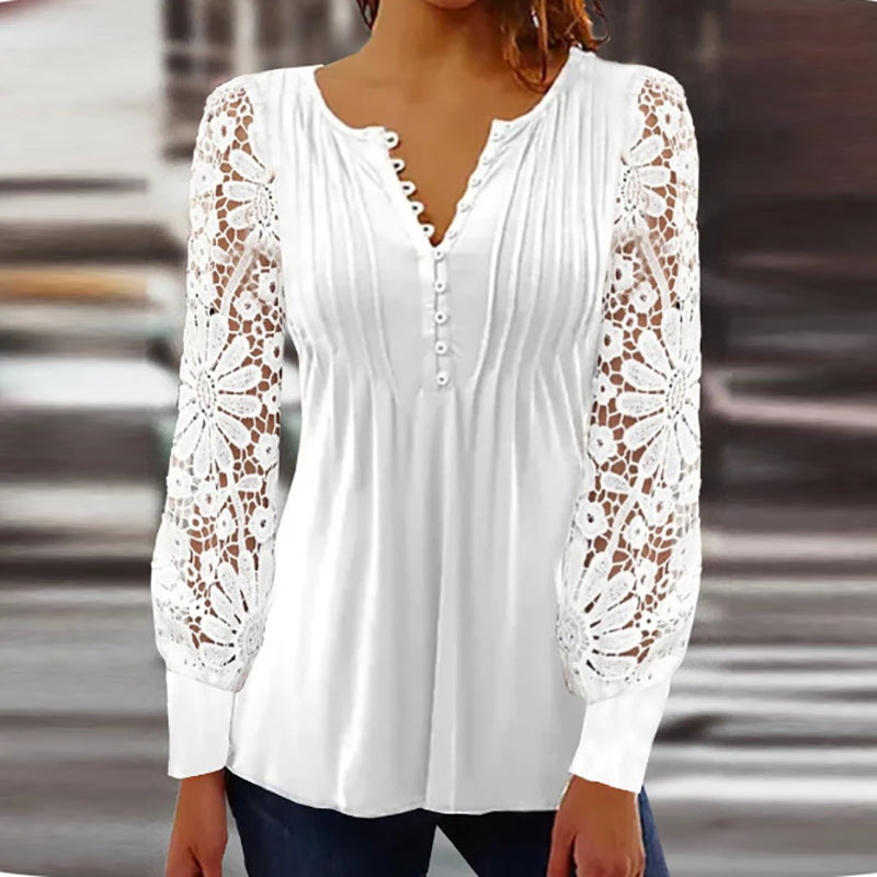 Elegant skulderbluse med blonder - Chelsea