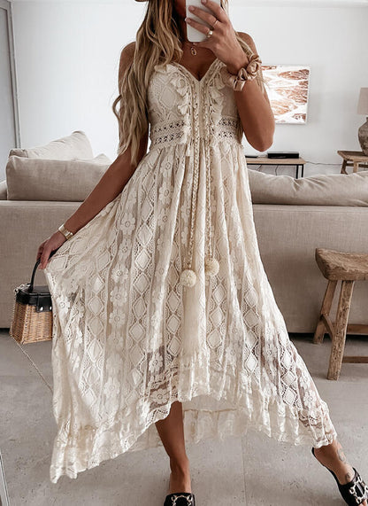 Hvide Boho Hippie Chic Sommer Lange Maxi Kjoler