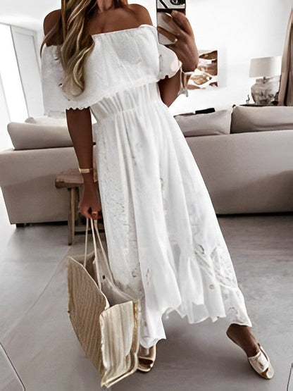 Hvide Boho Hippie Chic Sommer Lange Maxi Kjoler