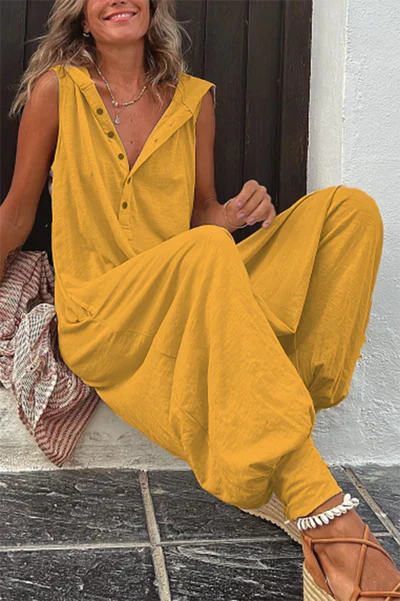 JUMPSUIT MED HÆTTE OG KNAPPER