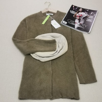 Efterårsstil - brun kaffe cardigan med lange ærmer med knapper