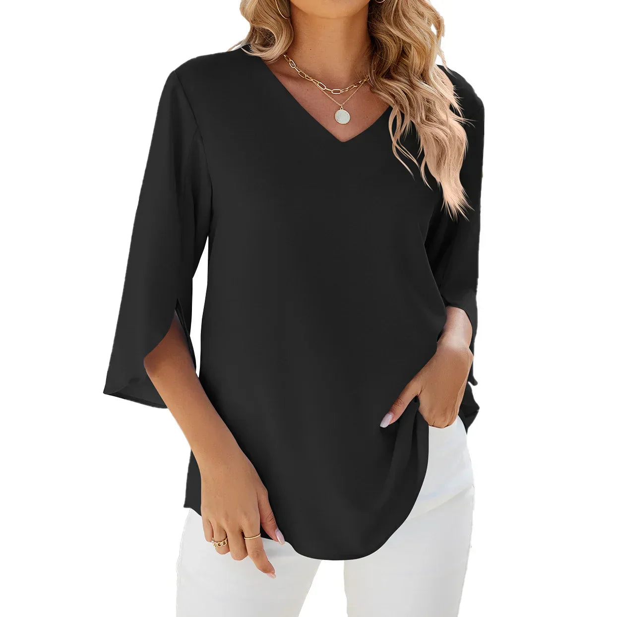 Cinthia | Elegant bluse med V-hals