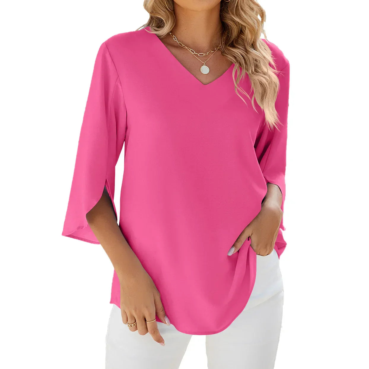 Cinthia | Elegant bluse med V-hals