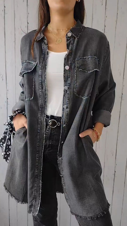 Elssia | Comfy Denim shirt met lange jas