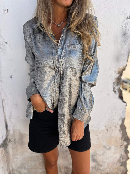 Emily™ | Metallisk Bluse