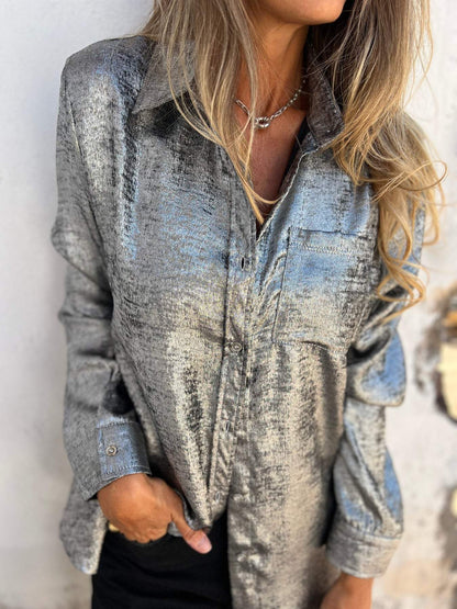 Maika™ | Metallisk Bluse