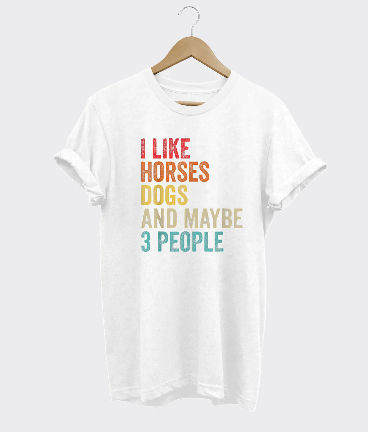 Jeg kan godt lide heste, hunde og måske 3 personer t-shirt